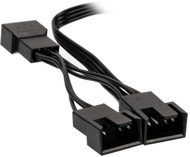 Produktbild: PC-L&uuml;fter Y-Kabel [1x PC-L&uuml;fter Buchse 4pol. - 3x PC-L&uuml;fter Buchse 4pol.] 0.35 m Schwarz Kolink