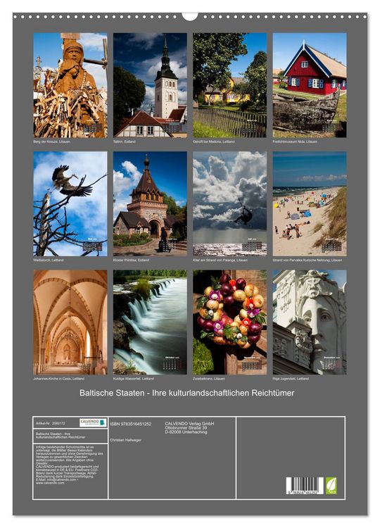Produktbild: Baltische Staaten - Ihre kulturlandschaftlichen Reicht&uuml;mer (Wandkalender 2026 DIN A2 hoch), CALVENDO Monatskalender