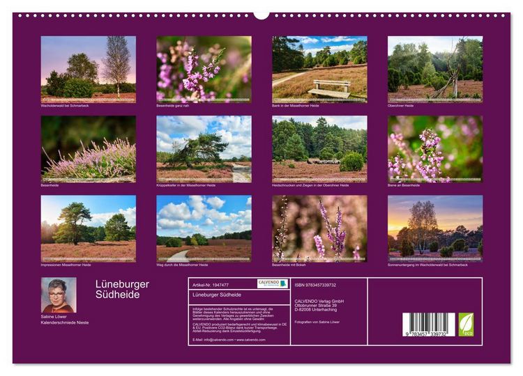 Produktbild: L&uuml;neburger S&uuml;dheide (hochwertiger Premium Wandkalender 2026 DIN A2 quer), Kunstdruck in Hochglanz