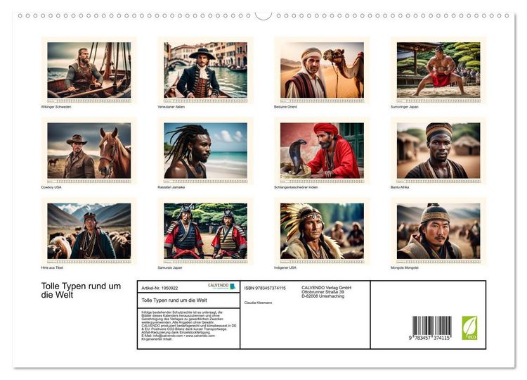 Produktbild: Tolle Typen rund um die Welt (hochwertiger Premium Wandkalender 2026 DIN A2 quer), Kunstdruck in Hochglanz