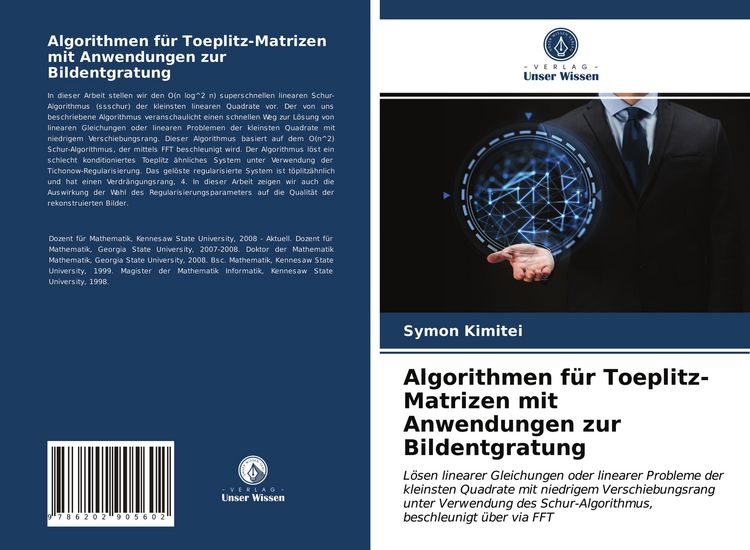 Produktbild: Algorithmen f&uuml;r Toeplitz-Matrizen mit Anwendungen zur Bildentgratung