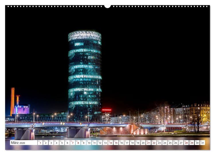 Produktbild: Frankfurt am Main - at night (hochwertiger Premium Wandkalender 2026 DIN A2 quer), Kunstdruck in Hochglanz