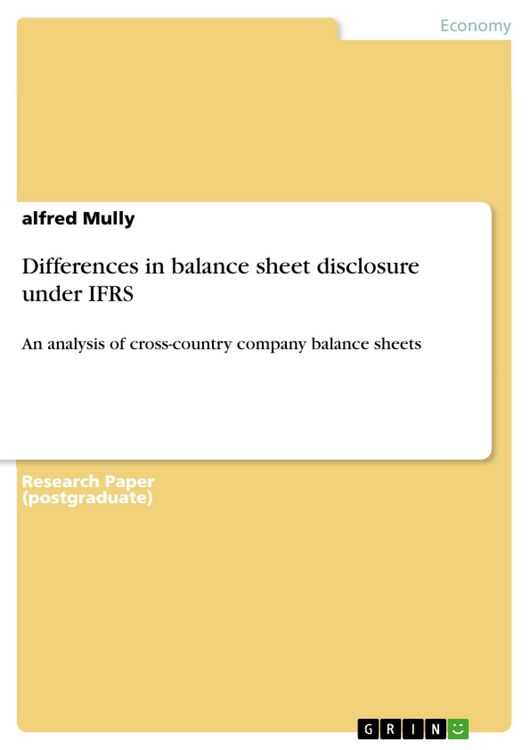 Produktbild: Differences in balance sheet disclosure under IFRS