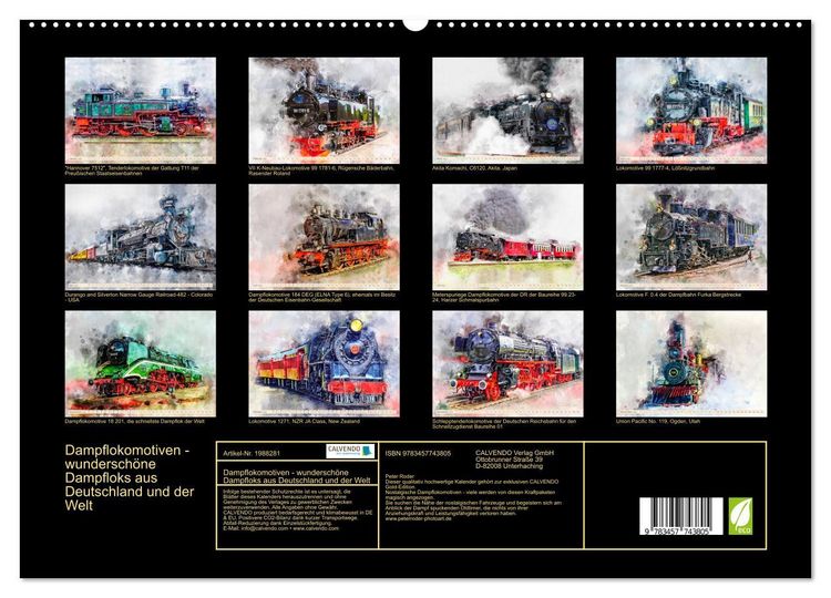 Produktbild: Dampflokomotiven - wundersch&ouml;ne Dampfloks aus Deutschland und der Welt (hochwertiger Premium Wandkalender 2026 DIN A2 quer), Kunstdruck in Hochglanz