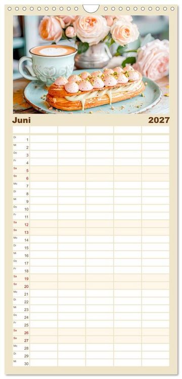 Produktbild: Familienplaner 2027 - Cappuccino, Latte und mehr - Der gro&szlig;e Kaffeekalender mit 5 Spalten (Wandkalender, 21 x 45 cm) CALVENDO