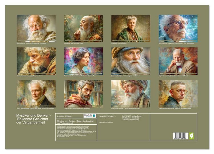Produktbild: Mystiker und Denker - Bekannte Gesichter der Vergangenheit (Wandkalender 2026 DIN A2 quer), CALVENDO Monatskalender