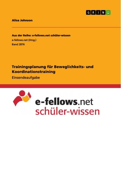 Produktbild: Trainingsplanung f&uuml;r Beweglichkeits- und Koordinationstraining