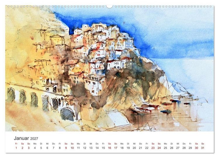 Produktbild: Italienische Reiseskizzen (Wandkalender 2027 DIN A2 quer), CALVENDO Monatskalender
