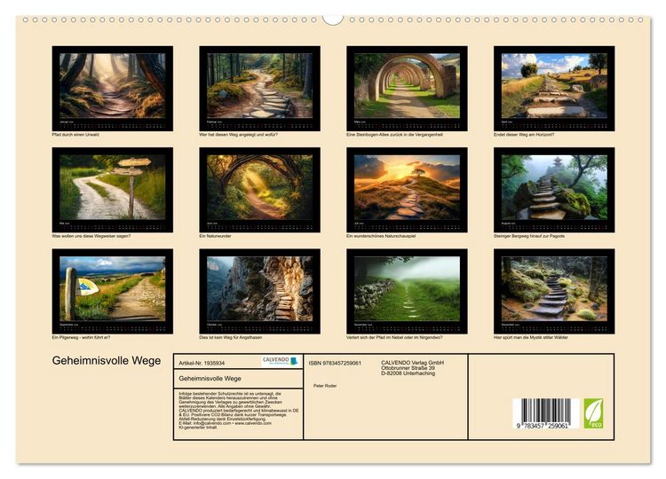 Produktbild: Geheimnisvolle Wege (hochwertiger Premium Wandkalender 2026 DIN A2 quer), Kunstdruck in Hochglanz