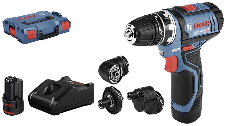 Produktbild: Bosch Professional GSR 12V-15 FlexiClick 06019F6000 Akku-Bohrschrauber 12 V 2 Ah Li-Ion inkl. 2. Akku, inkl. Ladeger&auml;t, mit Zubeh&ouml;r, inkl. Koffer
