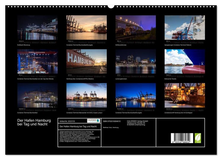 Produktbild: Der Hafen Hamburg bei Tag und Nacht (hochwertiger Premium Wandkalender 2026 DIN A2 quer), Kunstdruck in Hochglanz