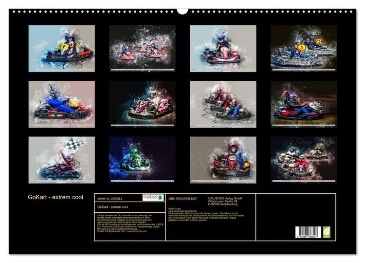 Produktbild: GoKart - extrem cool (Wandkalender 2026 DIN A2 quer), CALVENDO Monatskalender