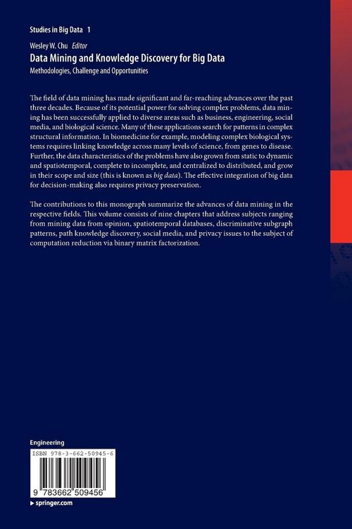 Produktbild: Data Mining and Knowledge Discovery for Big Data