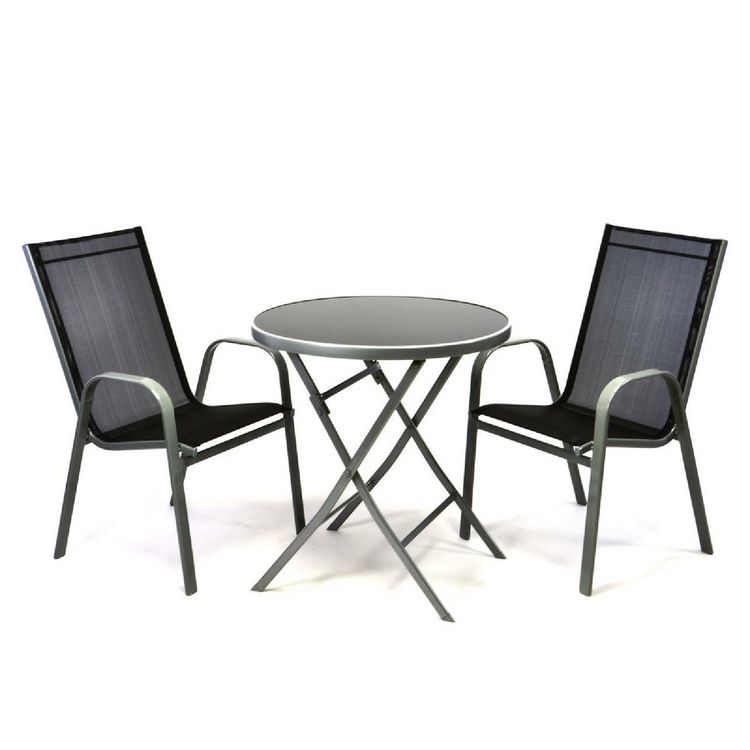 Produktbild: 3-tlg. Set Gartenm&ouml;bel Sitzgruppe Tisch Stuhl