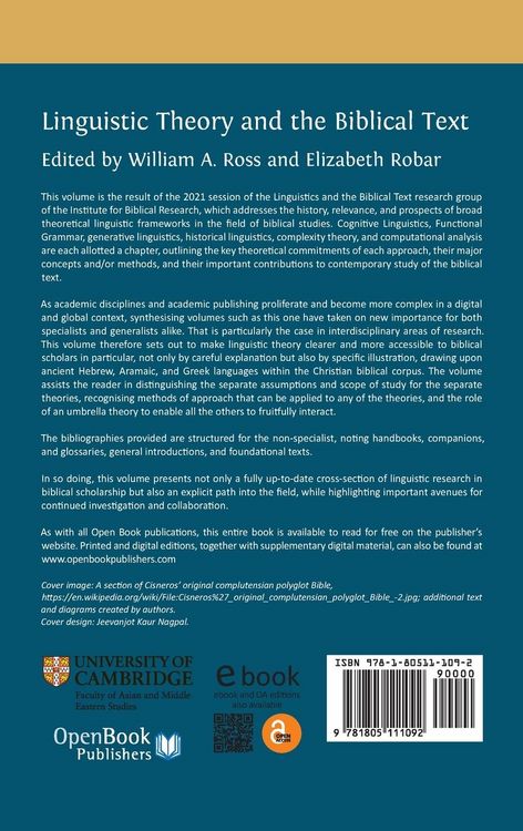 Produktbild: Linguistic Theory and the Biblical Text