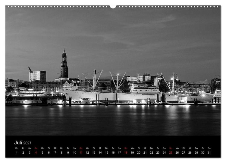 Produktbild: Hamburg monochrome Impressionen (Wandkalender 2027 DIN A2 quer), CALVENDO Monatskalender