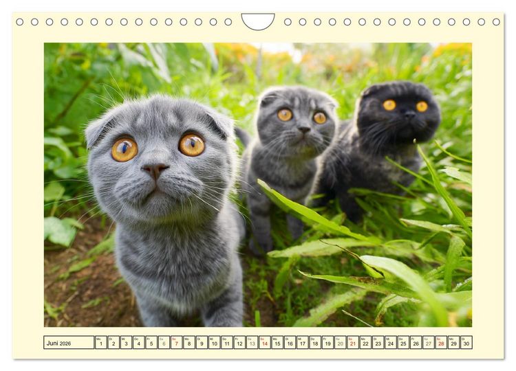 Produktbild: Scottish Fold. Zauberhafte Faltohrkatzen im Garten (Wandkalender 2026 DIN A4 quer), CALVENDO Monatskalender