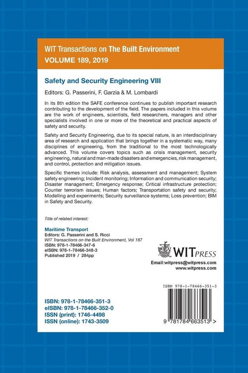 Produktbild: Safety and Security Engineering VIII