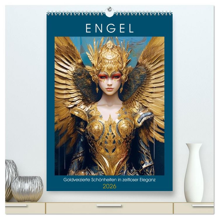Produktbild: Engel. Goldverzierte Sch&ouml;nheiten in zeitloser Eleganz (hochwertiger Premium Wandkalender 2026 DIN A2 hoch), Kunstdruck in Hochglanz