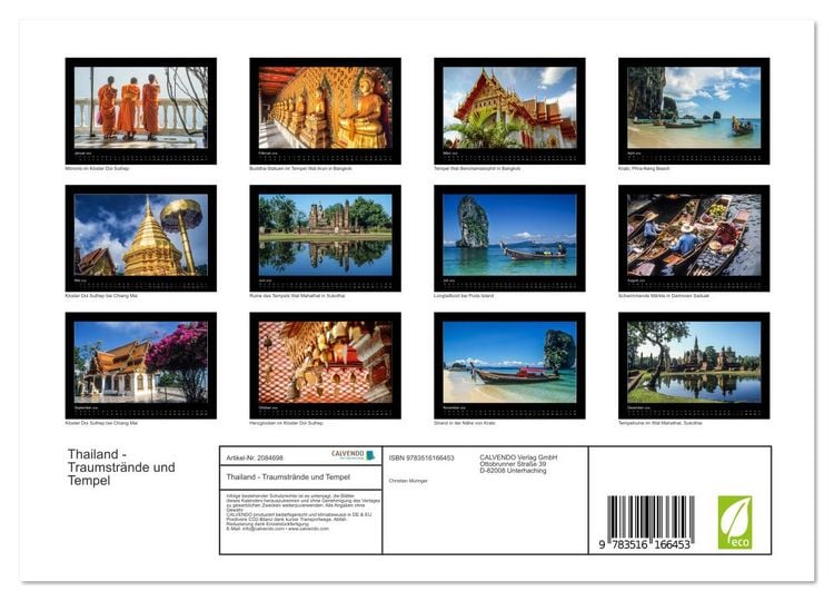 Produktbild: Thailand - Traumstr&auml;nde und Tempel (Wandkalender 2026 DIN A4 quer), CALVENDO Monatskalender