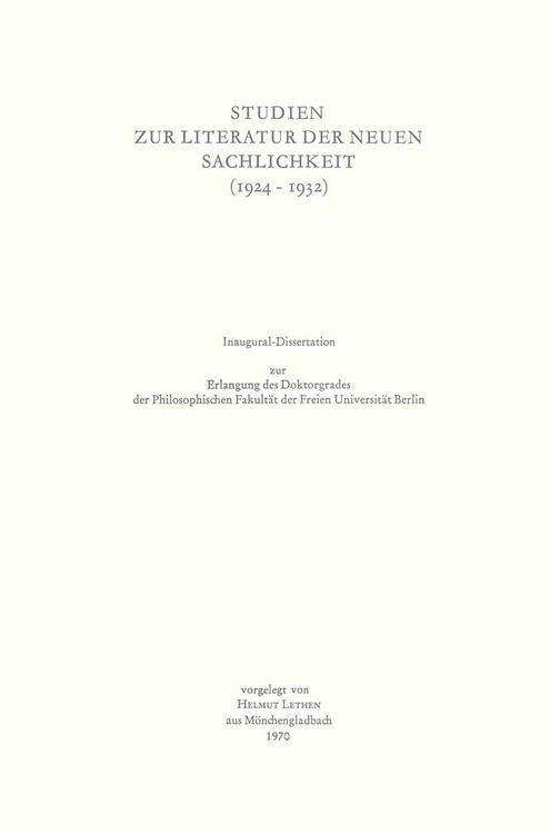 Produktbild: Studien zur Literatur der Neuen Sachlichkeit (1924&ndash;1932)