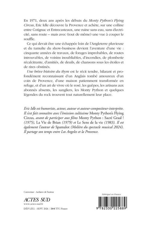 Produktbild: Une br&egrave;ve histoire du thym : un Monty Python en Provence