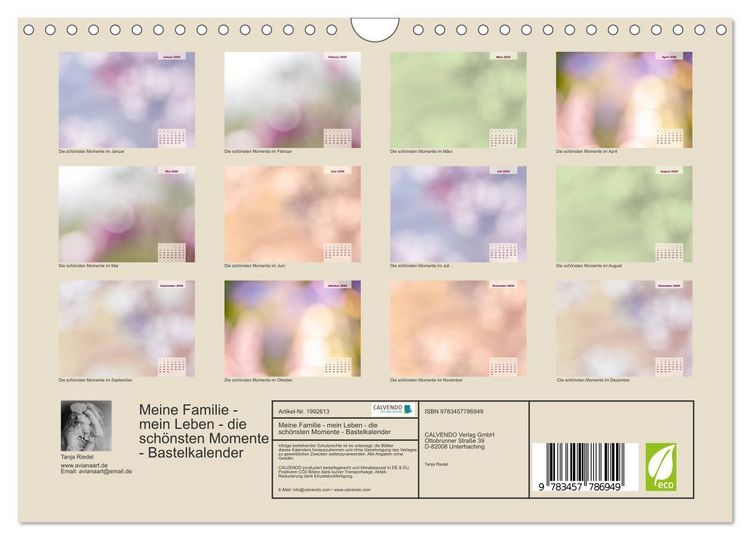 Produktbild: Meine Familie - mein Leben - die sch&ouml;nsten Momente - Bastelkalender (Wandkalender 2026 DIN A4 quer), CALVENDO Monatskalender