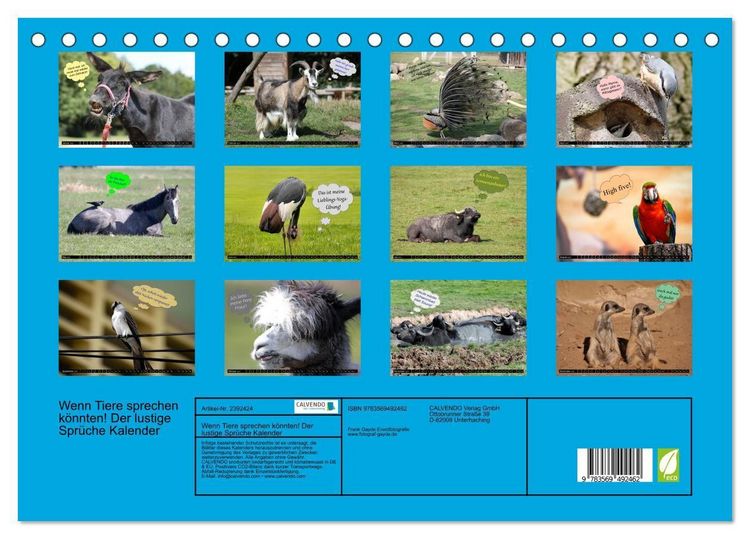Produktbild: Wenn Tiere sprechen k&ouml;nnten! Der lustige Spr&uuml;che Kalender (Tischkalender 2027 DIN A5 quer), CALVENDO Monatskalender