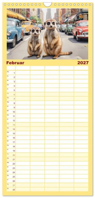 Produktbild: Familienplaner 2027 - Erdm&auml;nnchen in New York City mit 5 Spalten (Wandkalender, 21 x 45 cm) CALVENDO