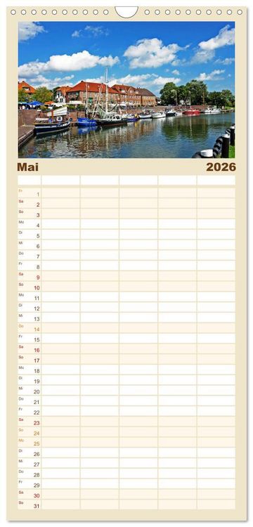 Produktbild: Familienplaner 2026 - Ostfriesland mit 5 Spalten (Wandkalender, 21 x 45 cm) CALVENDO