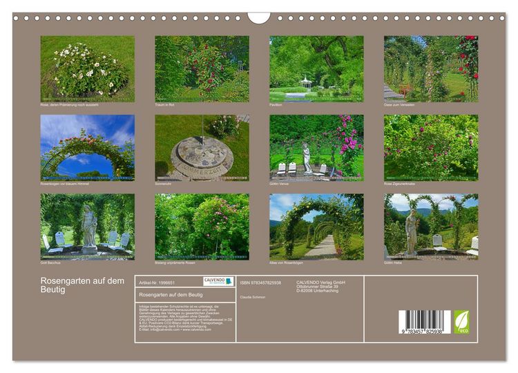 Produktbild: Rosengarten auf dem Beutig (Wandkalender 2026 DIN A3 quer), CALVENDO Monatskalender