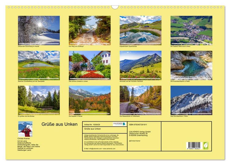 Produktbild: Gr&uuml;&szlig;e aus Unken (Wandkalender 2026 DIN A2 quer), CALVENDO Monatskalender
