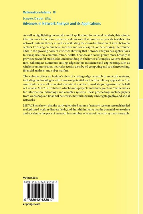 Produktbild: Advances in Network Analysis and its Applications