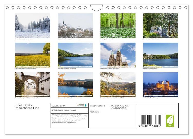 Produktbild: Eifel Reise - romantische Orte (Wandkalender 2026 DIN A4 quer), CALVENDO Monatskalender