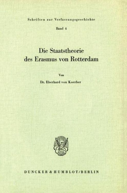 Produktbild: Die Staatstheorie des Erasmus von Rotterdam.