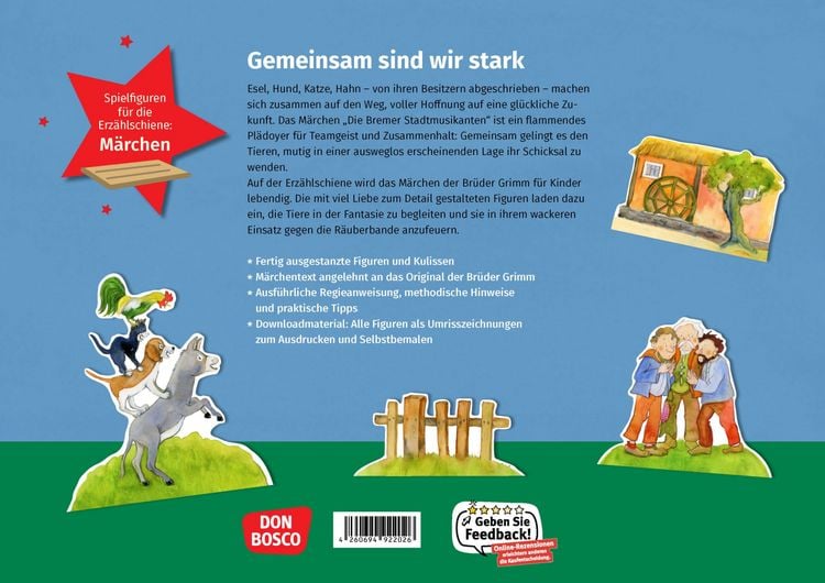 Produktbild: Die Bremer Stadtmusikanten. Erz&auml;hlschienen-Figurenset