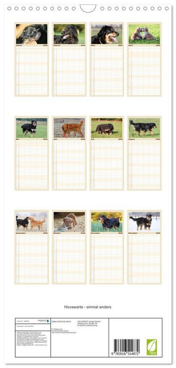 Produktbild: Familienplaner 2026 - Hovawarte - einmal anders mit 5 Spalten (Wandkalender, 21 x 45 cm) CALVENDO