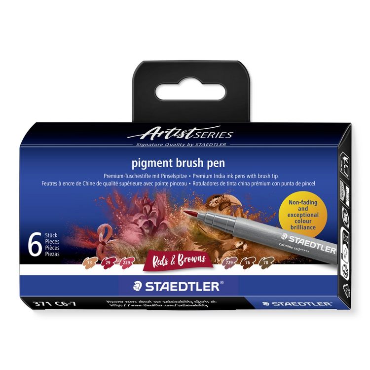 Produktbild: STAEDTLER pigment brush pen Reds&Browns, Pinselspitze, 6er Set