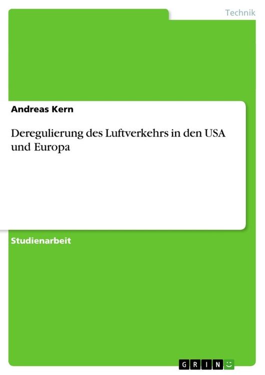 Produktbild: Deregulierung des Luftverkehrs in den USA und Europa