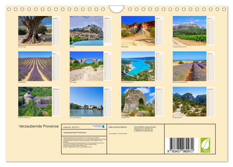 Produktbild: Verzaubernde Provence (Wandkalender 2026 DIN A4 quer), CALVENDO Monatskalender