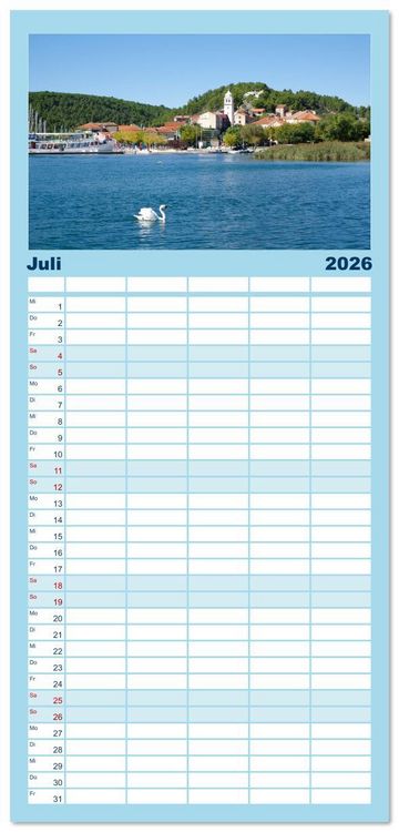 Produktbild: Familienplaner 2026 - Dalmatien - Stille Orte mit 5 Spalten (Wandkalender, 21 x 45 cm) CALVENDO