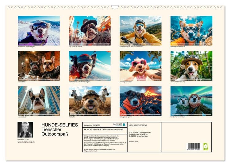 Produktbild: HUNDE-SELFIES Tierischer Outdoorspa&szlig; (Wandkalender 2026 DIN A2 quer), CALVENDO Monatskalender