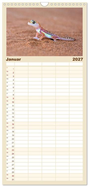 Produktbild: Familienplaner 2027 - Namibias faszinierende Tierwelt mit 5 Spalten (Wandkalender, 21 x 45 cm) CALVENDO