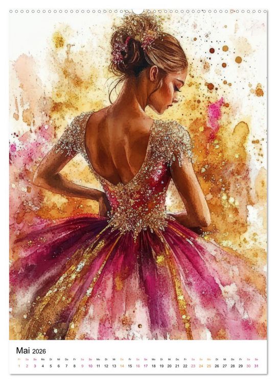 Produktbild: Ballerinas in Aquarell (Wandkalender 2026 DIN A2 hoch), CALVENDO Monatskalender