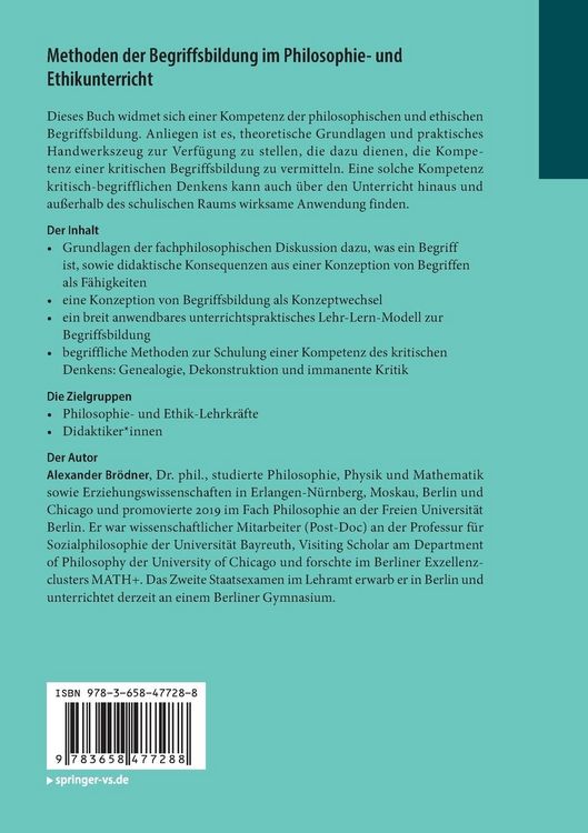 Produktbild: Methoden der Begriffsbildung im Philosophie- und Ethikunterricht