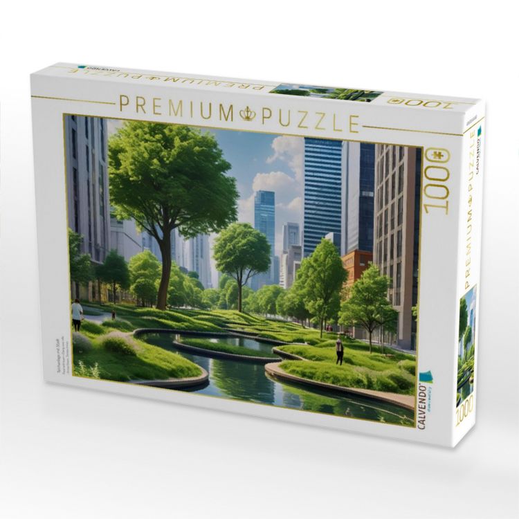 Produktbild: CALVENDO Puzzle Teichanlage mit Stadt | 1000 Teile Lege-Gr&ouml;&szlig;e 64x48cm Foto-Puzzle f&uuml;r gl&uuml;ckliche Stunden