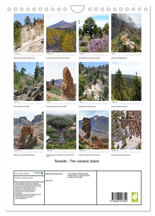 Produktbild: Tenerife - The volcanic island (Wall Calendar 2026 DIN A4 portrait), CALVENDO 12 Month Wall Calendar