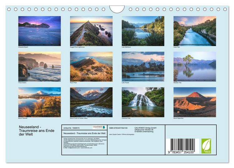 Produktbild: Neuseeland - Traumreise ans Ende der Welt (Wandkalender 2026 DIN A4 quer), CALVENDO Monatskalender