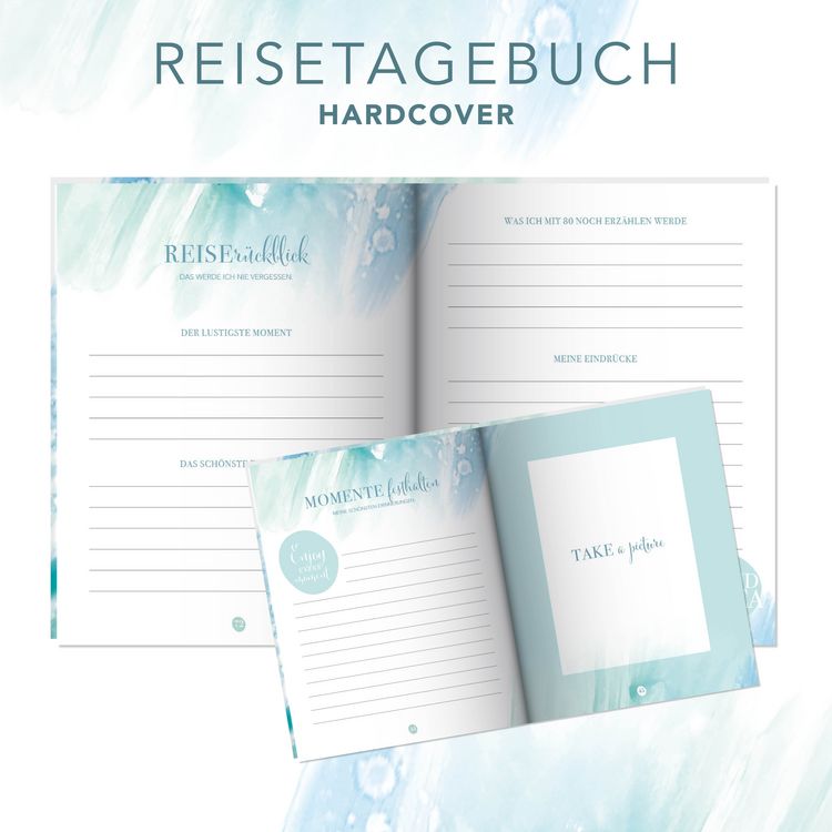 Produktbild: Reisetagebuch zum selber Schreiben inkl. Postkarten, Sammeltasche und herausnehmbaren Reiseplaner. Hardcover Urlaubstagebuch mit inspirierenden Zitaten zum Ausf&uuml;llen f&uuml;r bis zu 3 Wochen, inkl. Reisetipps. Stay Inspired! by Lisa Wirth