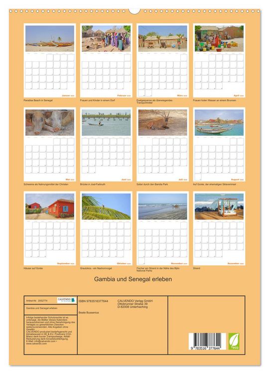 Produktbild: Gambia und Senegal erleben (hochwertiger Premium Wandkalender 2026 DIN A2 hoch), Kunstdruck in Hochglanz